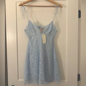 NWT For Love and Lemons Blue Lace Mini Dress